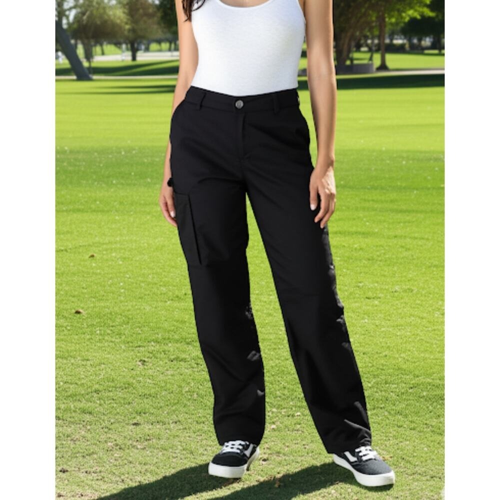 NWT Dickies Womens Black Pleated Regular Fit Wide Leg Work Pants ZipUp Loops 10R
